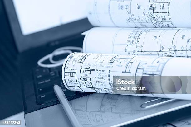 Blueprints Foto de stock y más banco de imágenes de Arquitectura - Arquitectura, Azul, Cianotipo - Plano