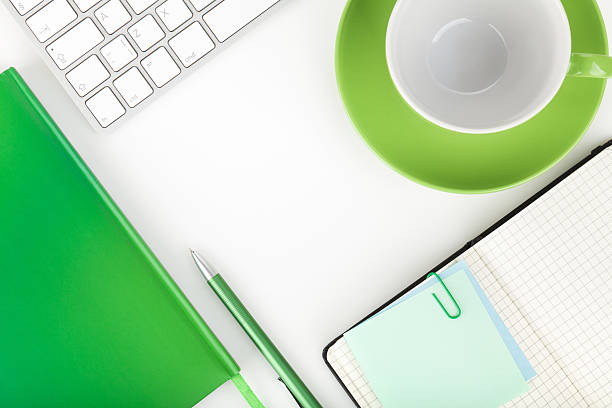 istock Coffee cup and office supplies 453222689