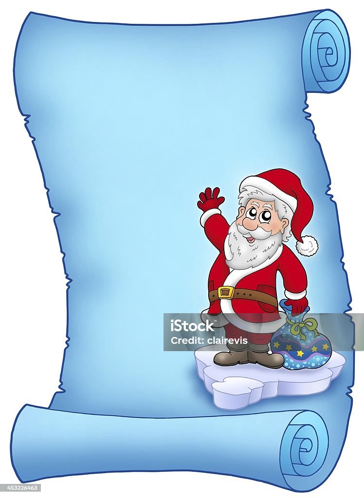 Blue pergaminho com Papai Noel 2 - Foto de stock de Adulto royalty-free