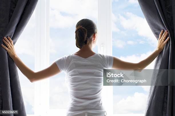 Curtains Stock Photo - Download Image Now - Curtain, Opening, Women