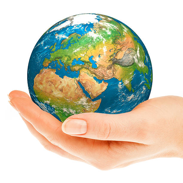 istock Hand of the person holds globe. 453227867