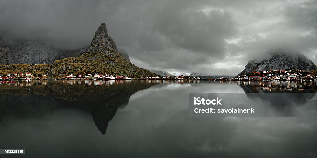 Morning in Reine Morning in Reine in the Lofoten Islands, Norway. Autumn Stock Photo