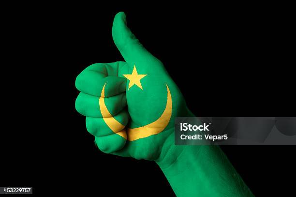 Mauritania National Flag Thumb Up Gesture For Excellence Stock Photo - Download Image Now