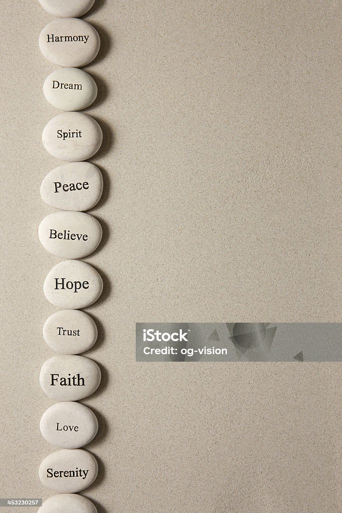 Inspirational stones A row of engraved stones with copy space Inspiration Stock Photo