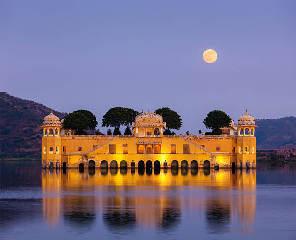 Jal Mahal (Water Palace).  Jaipur, Rajasthan, India Rajasthan landmark - Jal Mahal (Water Palace) on Man Sagar Lake in the evening in twilight.  Jaipur, Rajasthan, India jaipur stock pictures, royalty-free photos & images
