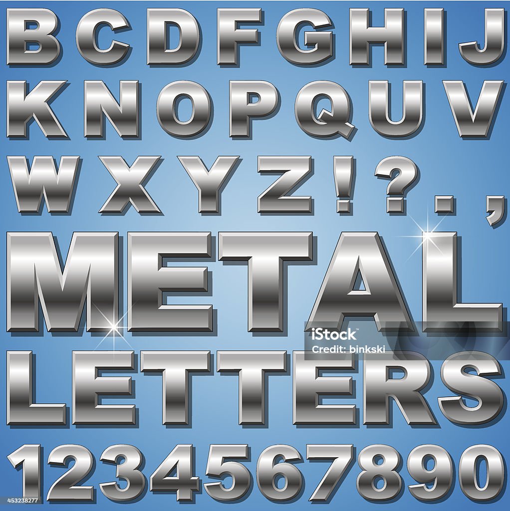 Metal Letters Stock Illustration - Download Image Now - Brushed Metal,  Text, Metal - iStock