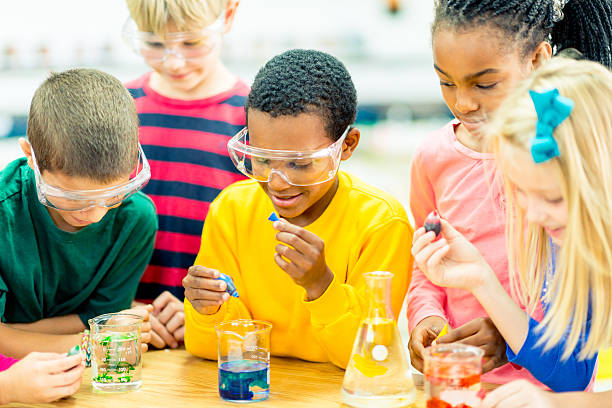 Science experiment Science project in the second grade. food coloring stock pictures, royalty-free photos & images