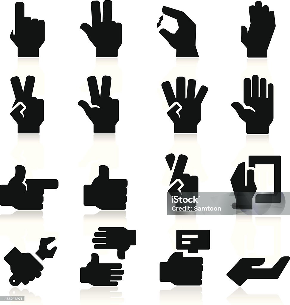 Две руки значки - Векторная графика Набор иконок роялти-фри
