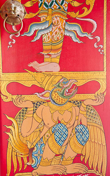 istock Thai style painting art on temple wall 453245035