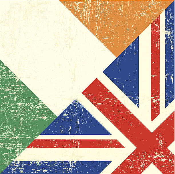 illustrazioni stock, clip art, cartoni animati e icone di tendenza di bandiera del grunge irlanda e regno unito - british flag dirty british culture flag