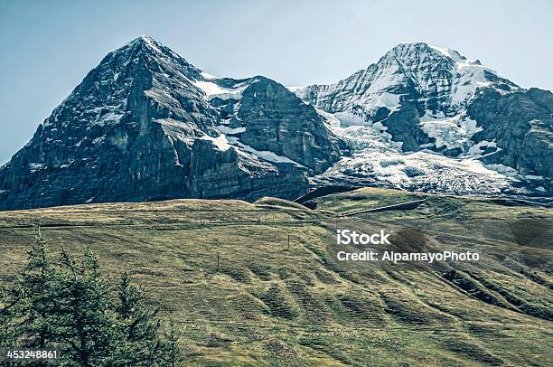 Mountains In Bernese Alps Eiger And Mönch Ii Stock Photo - Download Image Now - Aster, Awe, Beauty In Nature