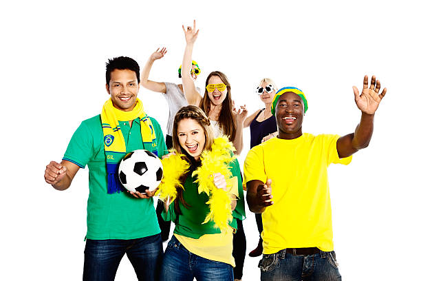 istock Six super-excited soccer fans supporting their side 453251173