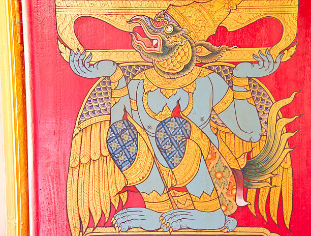 istock Thai style painting art on temple wall 453253611