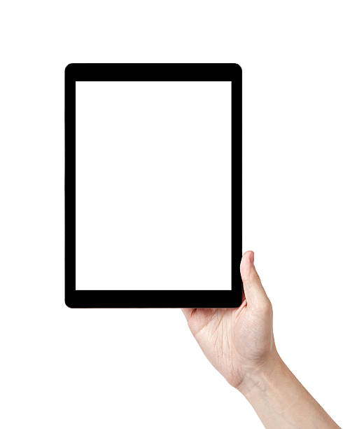 istock adult man hands holding tablet pc with white screen 453253847