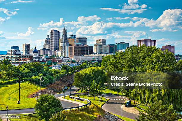 Skyline Of Hartford Connecticut On A Beautiful Sunny Day Stock Photo - Download Image Now
