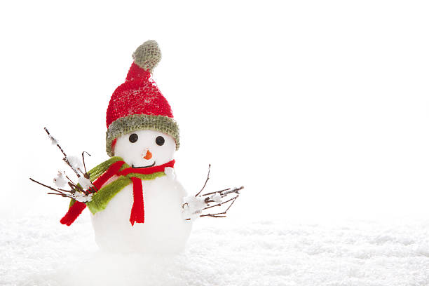 istock Christmas: snowman with red scarf and hat on white background. 453255849