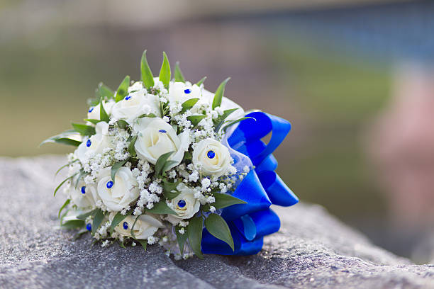 istock Wedding bouquet of white roses 453269029