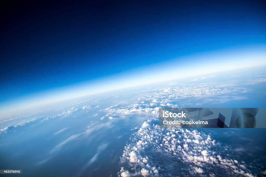 A high view of planet earth from space Photo Planet Earth aerial view Ozone Layer Stock Photo