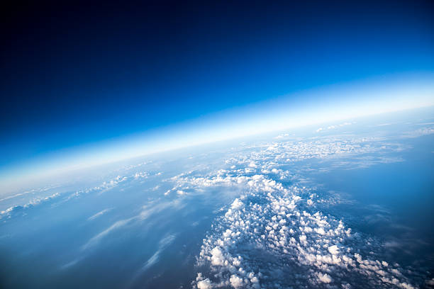 A high view of planet earth from space Photo Planet Earth aerial view ozone layer photos stock pictures, royalty-free photos & images
