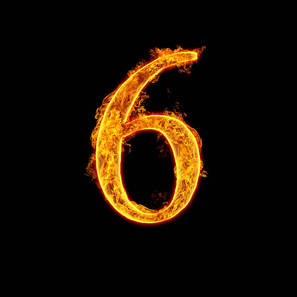 Fire Alphabet Number 6 Six Stock Photo - Download Image Now