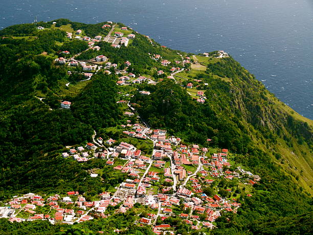 View of Saba View of a village on Saba, Caribbean 2011 leeward dutch antilles stock pictures, royalty-free photos & images