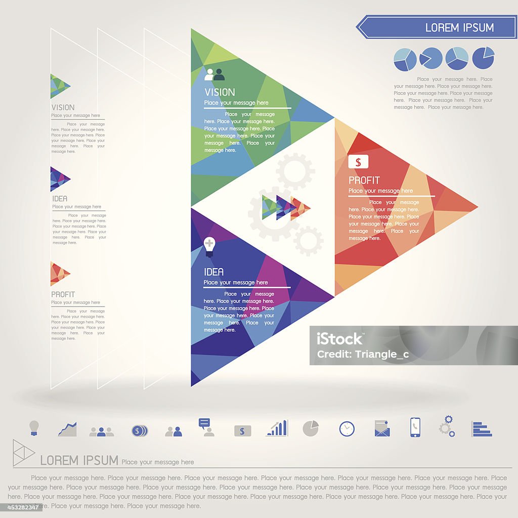 Этап баннер и business icon с треугольными чашечками - Векторная графика Абстрактный роялти-фри