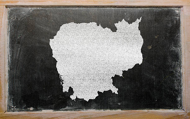 istock outline map of cambodia on blackboard 453283353