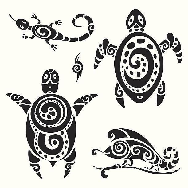 Turtle Tribal Tattoo Set Stock Illustration - Download Image Now - Gecko,  Abstract, Animal Markings - iStock