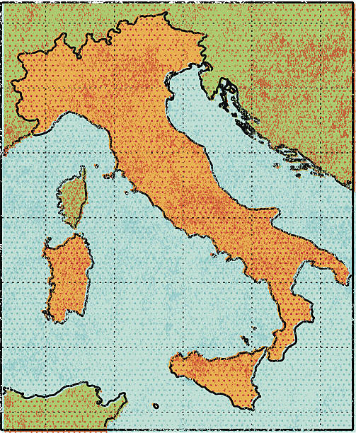 グランジイタリアマップ - italy map sicily cartography点のイラスト素材／クリップアート素材／マンガ素材／アイコン素材