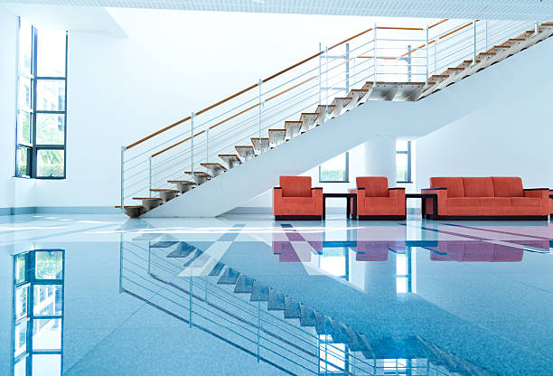 View of sofas and red chairs for people to rest on