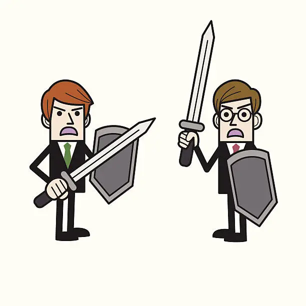 Vector illustration of Businessmen fighting