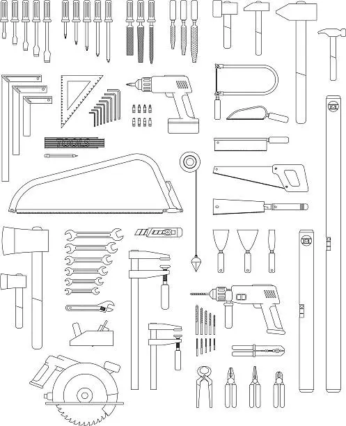 Vector illustration of tools contour