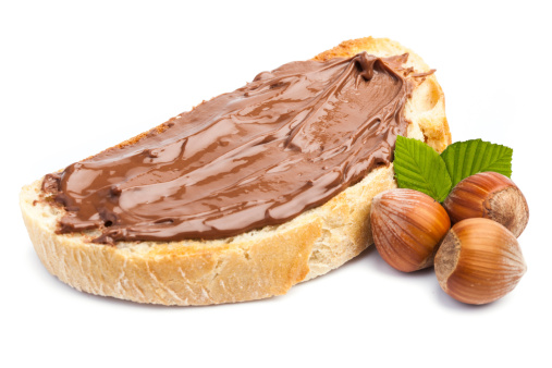 Isolated bread with chocolate cream