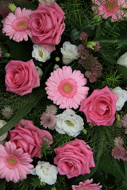 istock Gerberas and roses, pink bridal flowers 453309607