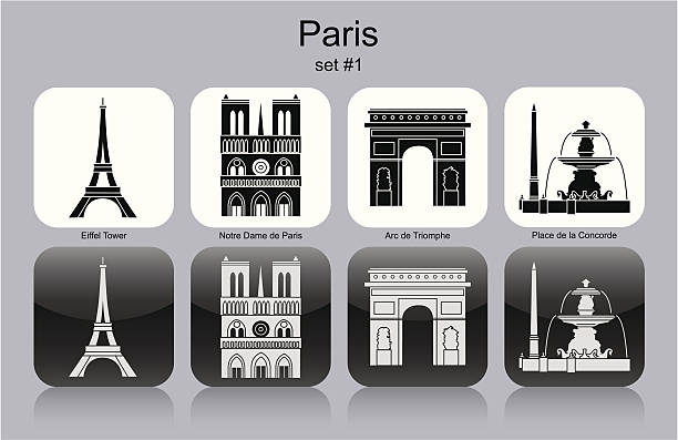 stockillustraties, clipart, cartoons en iconen met paris icons - arc de triomphe