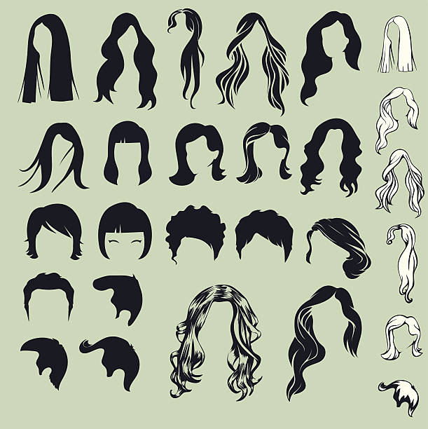 haar silhouetten, frau frisur - hairdresser human hair hairstyle hair care stock-grafiken, -clipart, -cartoons und -symbole