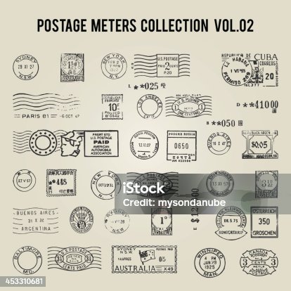 istock vector vintage postage meters 453310681