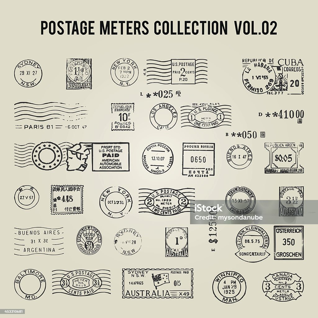 Meter Retro Vector Image Vector Vintage Postage Meters Stock Illustration - Download Image Now ...