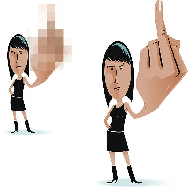 Vector illustration of Middle finger woman