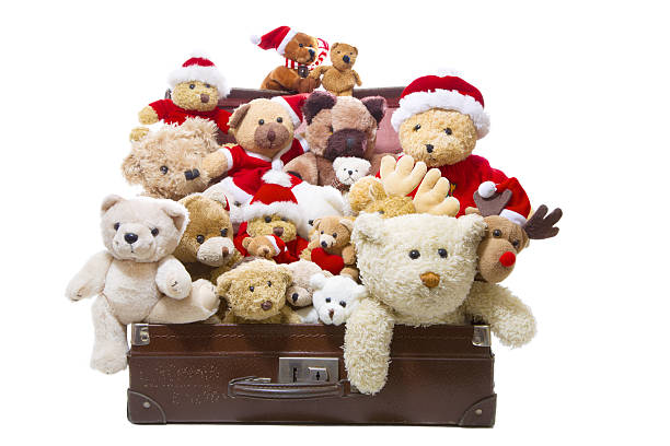 istock Group of isolated white teddy bears for christmas. 453311887