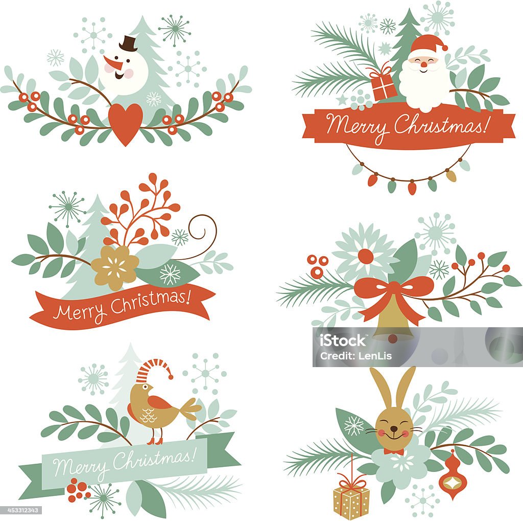 Set of Christmas and New Year's graphic elements Rabbit - Animal stock vector