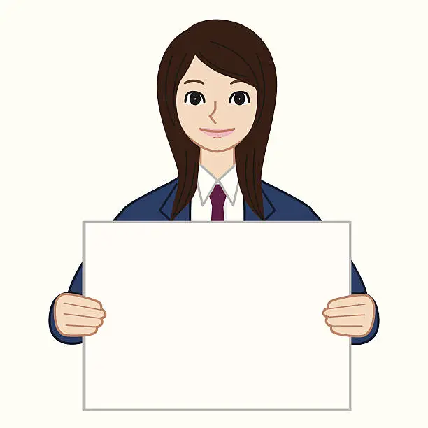 Vector illustration of High school students with a paper board