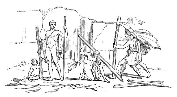 istock Antique illustration of Greek mythological figures (series 16 engravings) 453316691