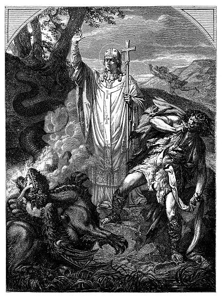 istock Antique illustration of Saint Romain or Romanus de Rouen 453318269
