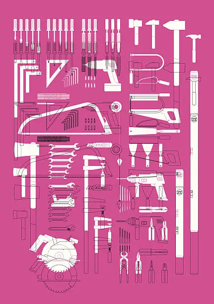 Vector illustration of stylish tools composition