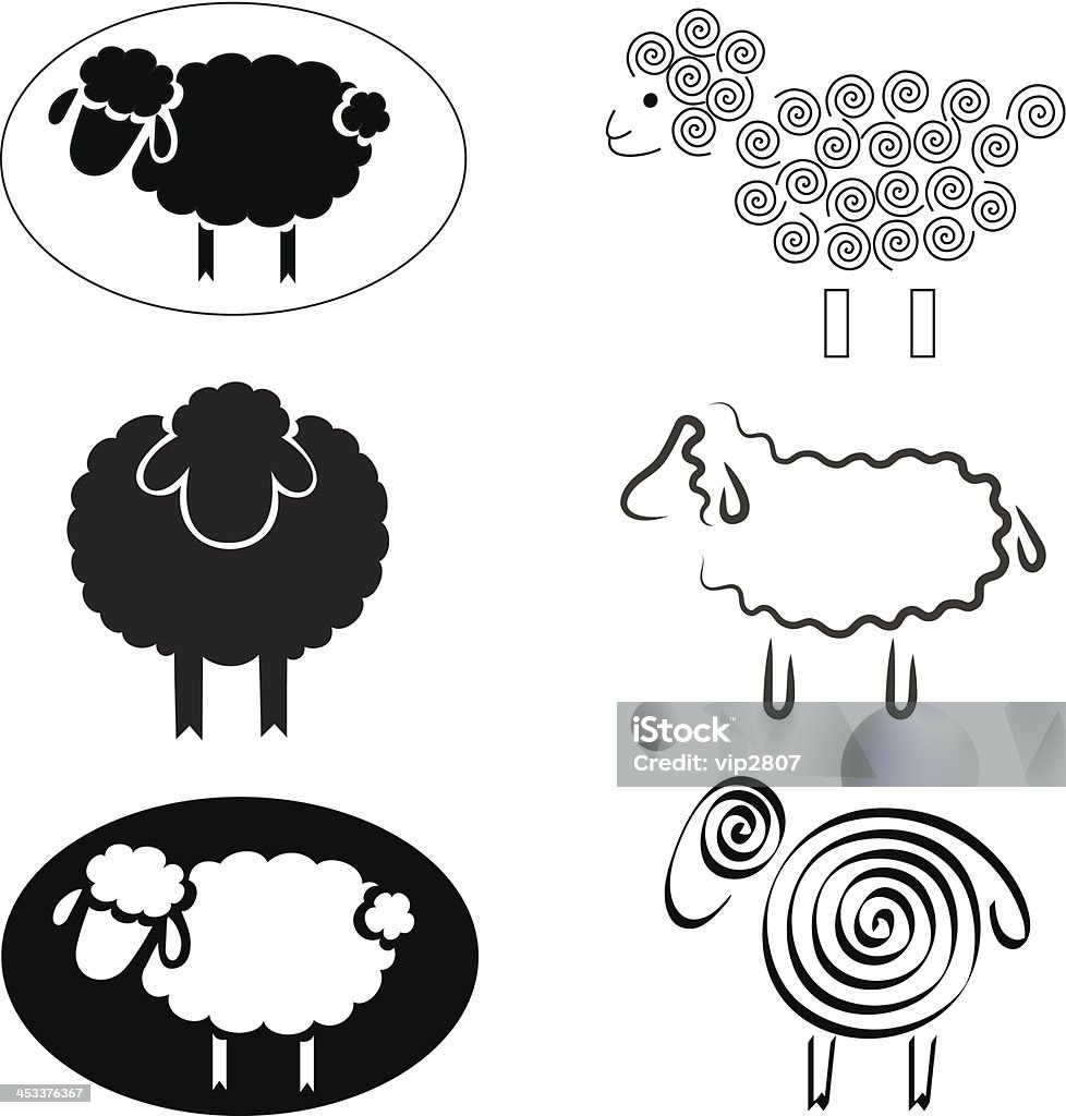 Black and white sheep clip art black silhouette of sheep on a light background Agriculture stock vector
