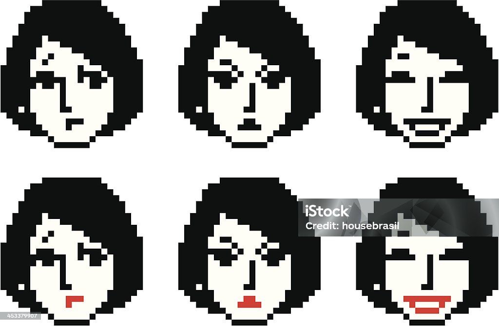 Jovem mulher Pixel rostos dois - Royalty-free 18-19 Anos arte vetorial