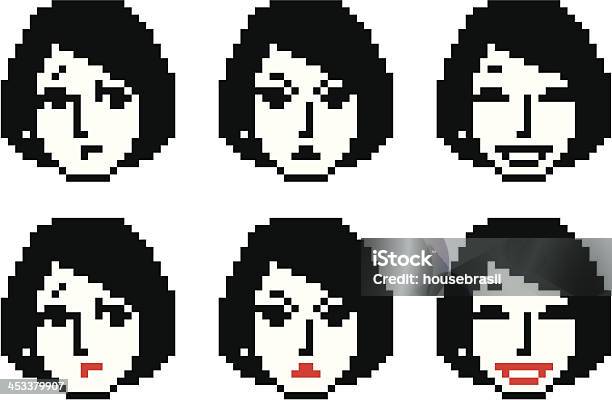 Jovem Mulher Pixel Rostos Dois - Arte vetorial de stock e mais imagens de 18-19 Anos - 18-19 Anos, 20-24 Anos, 20-29 Anos