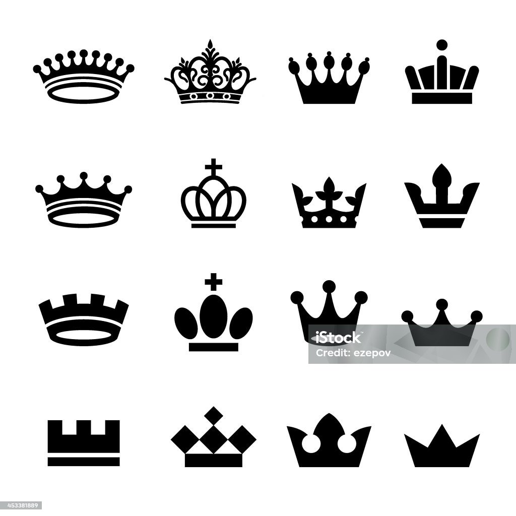 crowns monochrome vintage antique crowns - icons and silhouettes Crown - Headwear stock vector