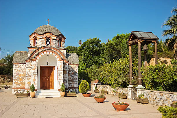 istock Old christianity chapel at sunset. Cityscape 453382139